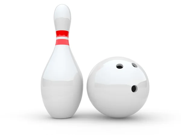 Bowling. 3D ilustrace na bílém pozadí — Stock fotografie