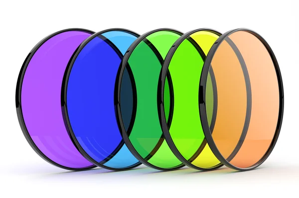 Kleurenfoto's 3d filters. geïsoleerd op witte achtergrond — Stockfoto