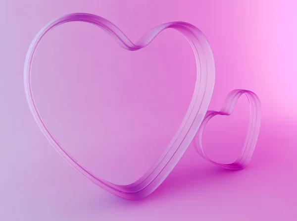 Kalpleri sevgi 3d, pembe ton — Stok fotoğraf