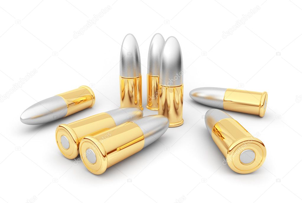 Bullets. Cartridge. 3D illustration
