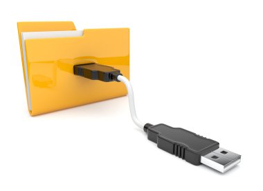 Folder 3d icon. USB onnect . Isolated clipart