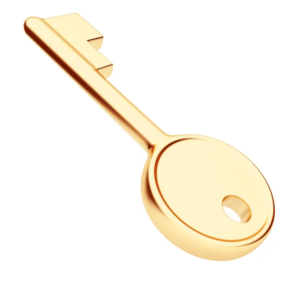 stock image Gold yellow key 3d. Isolated on white