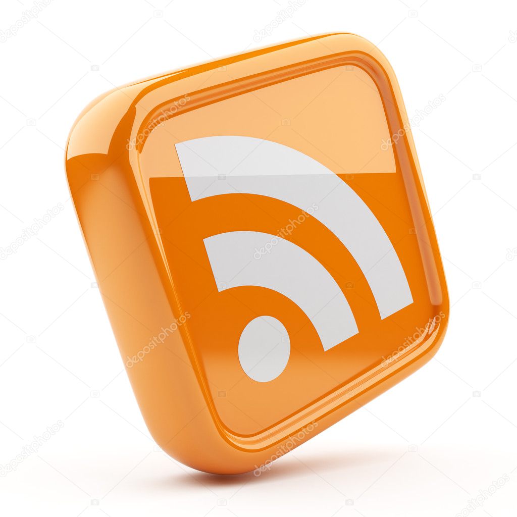 RSS orange symbol 3D. Icon isolated on white background