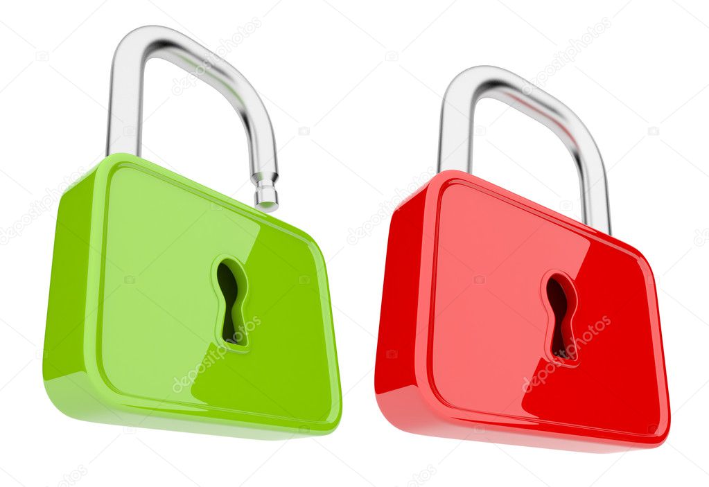 Opened and unlock lock 3D. Isolated. Security