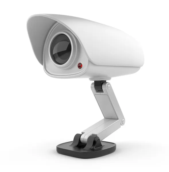 Segurança câmera branca vigilância 3D. Conceito de segurança. Isolados — Fotografia de Stock