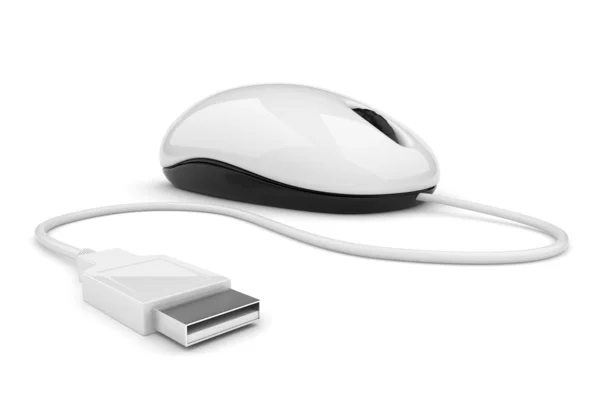 电脑鼠标。3d 插图。在白色背景上孤立 — 图库照片