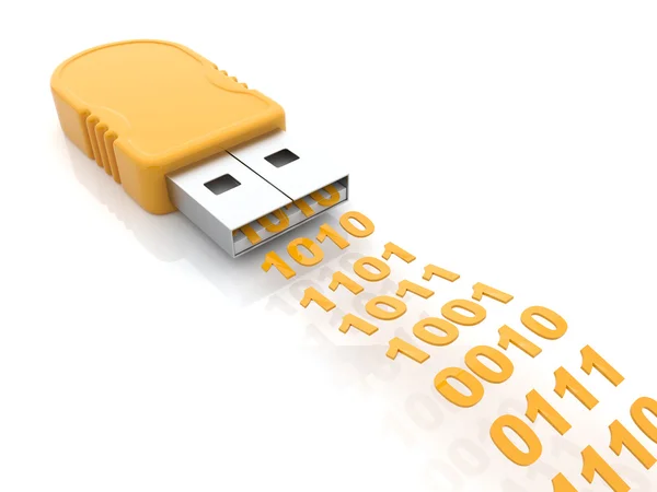 Chiavetta USB 3D. Concetto di trasferimento dati; isolato su bianco — Foto Stock