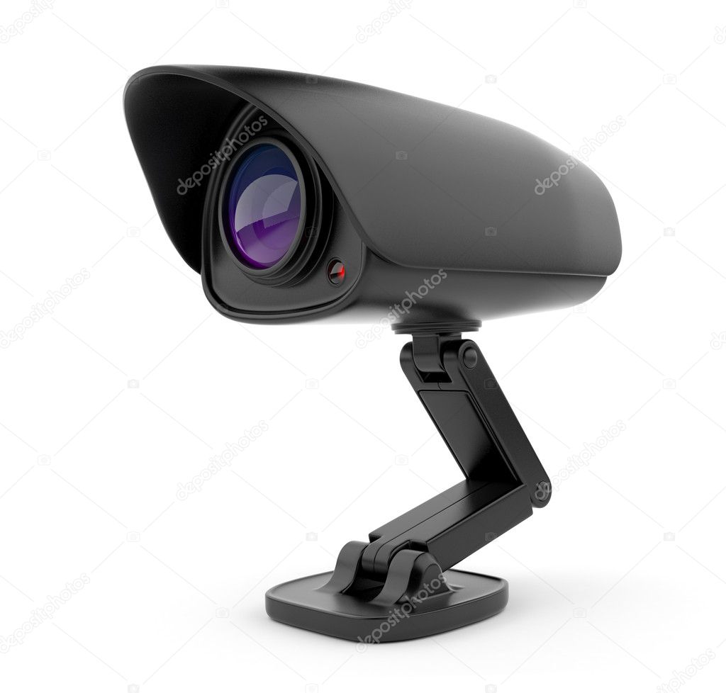 Security black camera surveillance 3D. Safety concept. Isolated