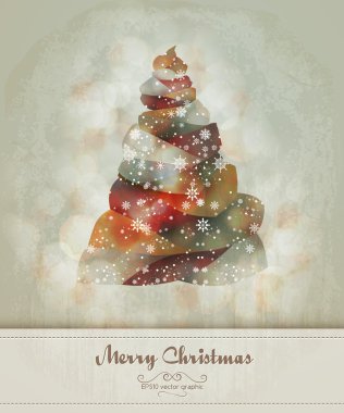 Vintage Greeting with Abstract Christmas Tree clipart
