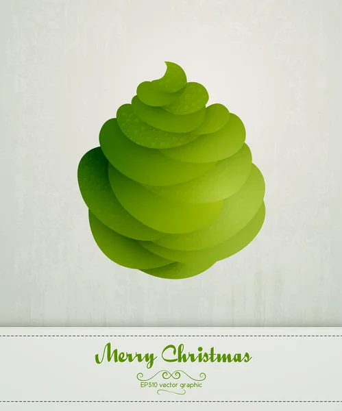 Vintage Greeting with Green Abstract Christmas Tree — Stock Vector