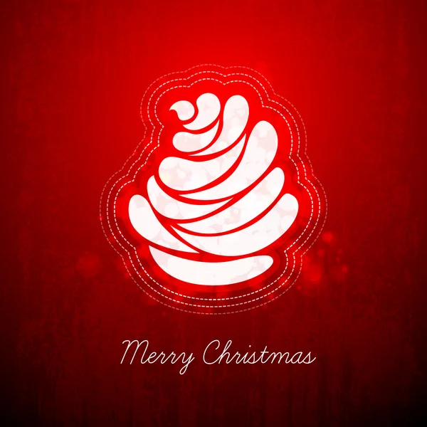 Saludo rojo oscuro con árbol de Navidad abstracto — Vector de stock
