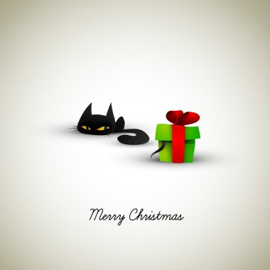 Kitten Excited About Present | Great Greeting for Pet Owners clipart