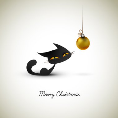 Little Cat Excited About Christmas Globe | Great Greeting for Pe clipart