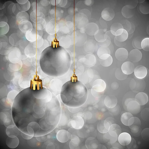 Fondo de Navidad con luces brillantes y orbes de plata — Archivo Imágenes Vectoriales