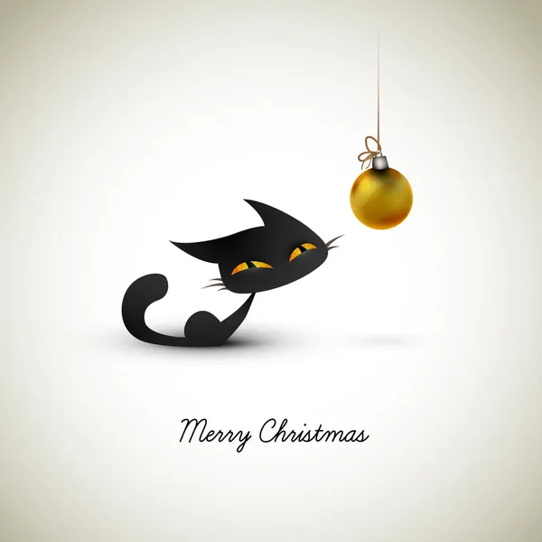 Mały kot podekscytowany Boże Narodzenie Globe | Powitanie Wielkiego dla PE — Wektor stockowy