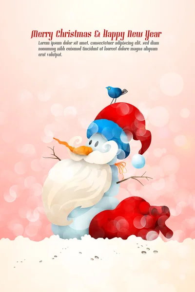 Muñeco de nieve con Santa — Archivo Imágenes Vectoriales
