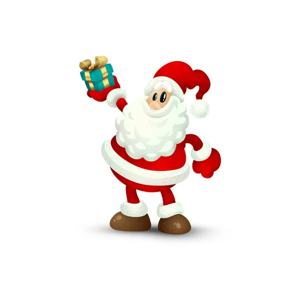 Isolé Père Noël tenant cadeau dans la main — Image vectorielle