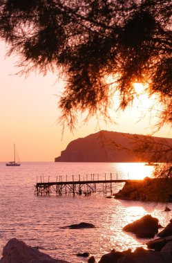 Eressos, Lesvos, Greece at sunset clipart