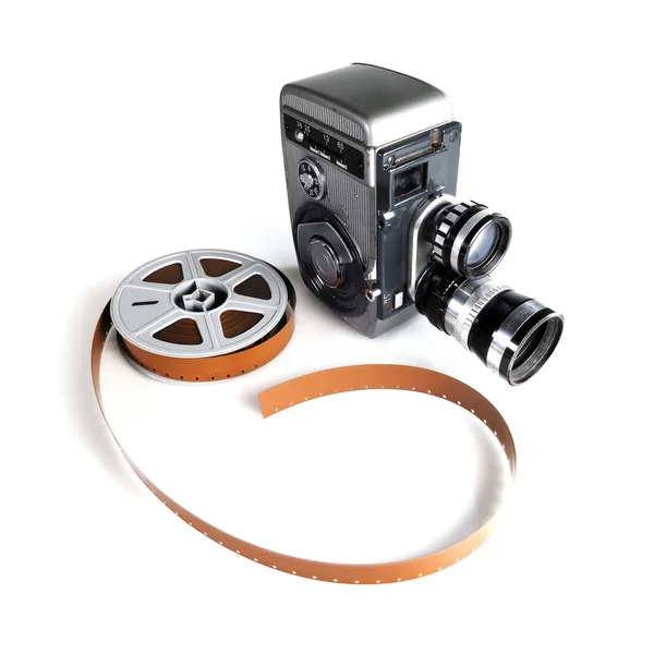 老式电影摄影机和电影 — 图库照片