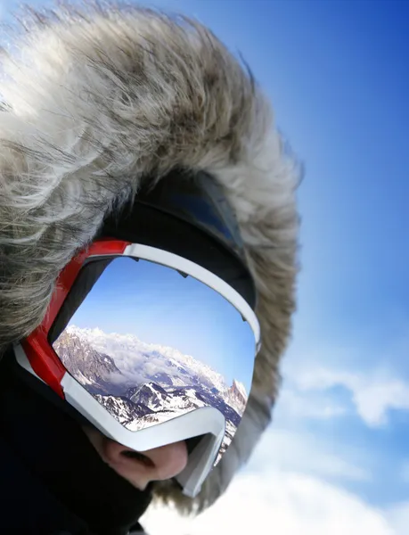 Primo piano degli occhiali da sci — Foto Stock