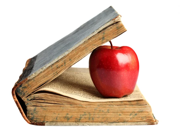 Βιβλίο & κόκκινο μήλο — Φωτογραφία Αρχείου