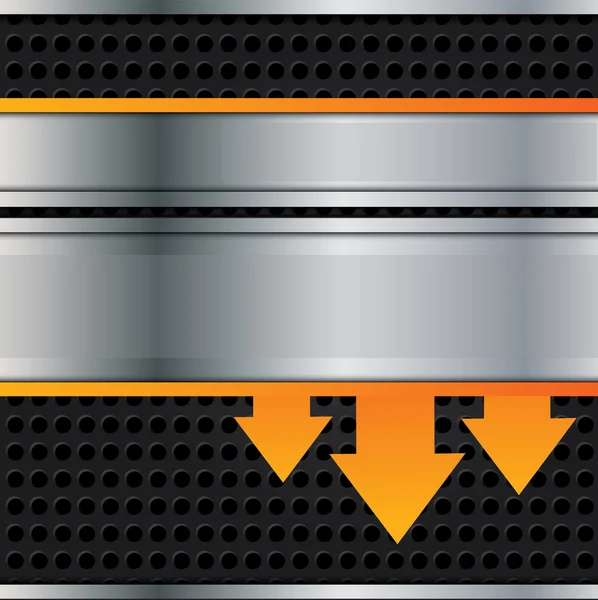 Vektorové kovové pozadí s oranžové šipky — Stockový vektor