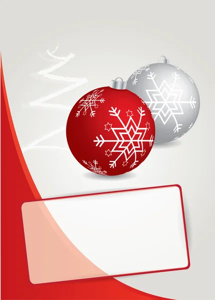 Tarjeta roja de Navidad con bolas de Navidad — Vector de stock