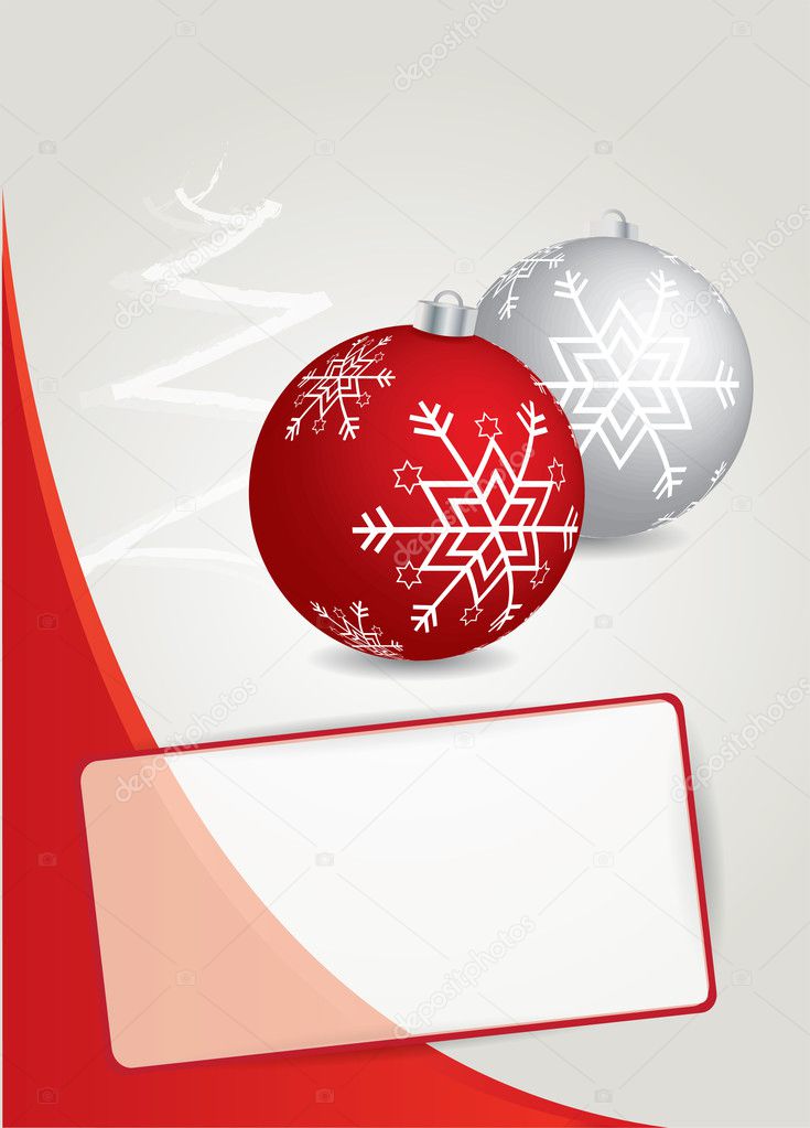 Red Christmas card with Christmas balls