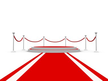 Isolated pedestal sorrounded by barriers and red carpet clipart