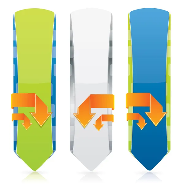 Banner de estilo web vertical definido com setas laranja — Vetor de Stock