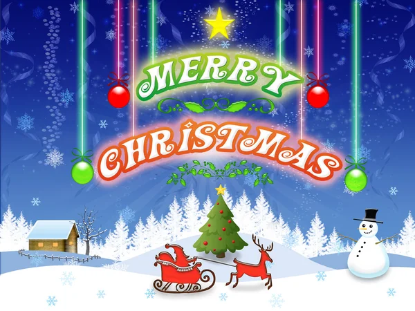Vrolijk Kerstmis illustratie kaart — Stockfoto