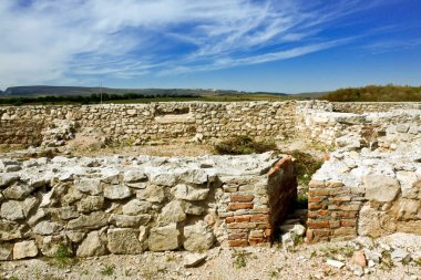 Scene from ruins of Roman fort in Romania clipart