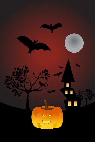 Halloween tématikou ilustrace s dýně. — Stockový vektor