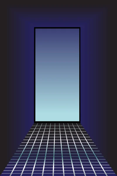 En abstrakt tre dimensionell bild av ett rum med blå våningen — Stock vektor