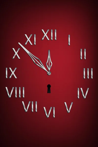 Reloj cara con números romanos sobre fondo oscuro — Archivo Imágenes Vectoriales