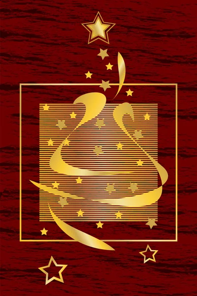 Illustrazione grafica di un biglietto di auguri natalizio con albero di Natale e h — Vettoriale Stock