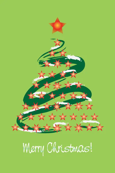 Grafische illustratie van kerstboom sierlijke met vele sterren — Stockvector