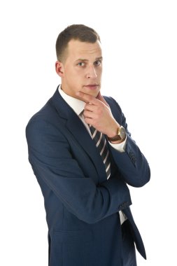 Portrait of young worried businessman clipart
