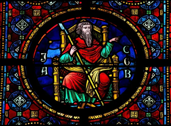 Jacob vitraliu fereastră — Fotografie, imagine de stoc