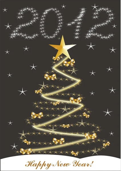 Vánoční a novoroční karta s 2012 na černém pozadí — Stock fotografie