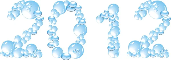 Burbujas de agua letras 2012 aisladas en blanco — Vector de stock