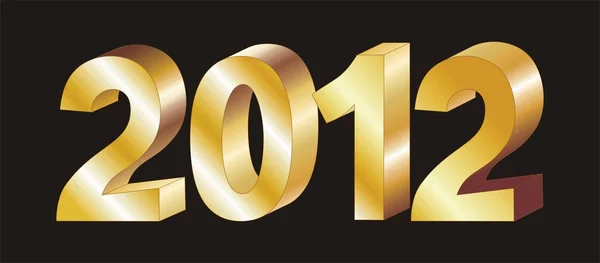 Lettere d'oro 2012 su sfondo nero — Vettoriale Stock