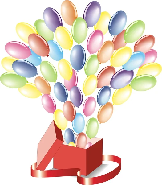 Balão vetorial voando de uma caixa — Vetor de Stock