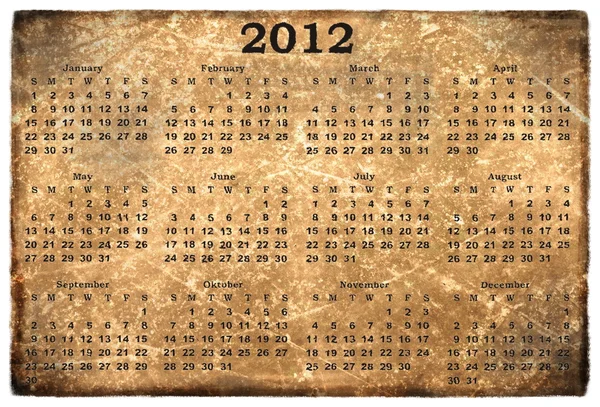 Alter Grunge Kalender 2012 — Stockfoto