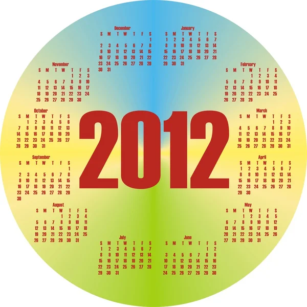 圆在向量中的多彩日历 2012 年 — 图库矢量图片