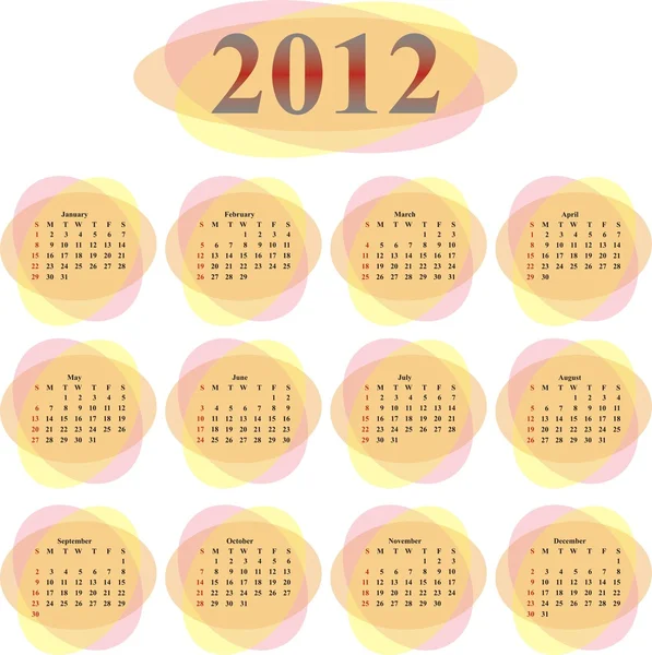 矢量在透明椭圆 2012 年日历 — 图库矢量图片