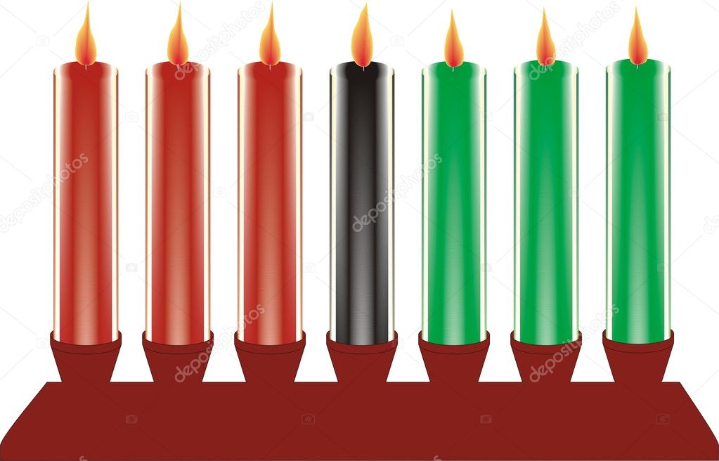 seven kwanzaa candles in vector