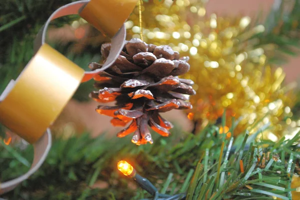 Vánoční dekorace s kuželem — Stock fotografie