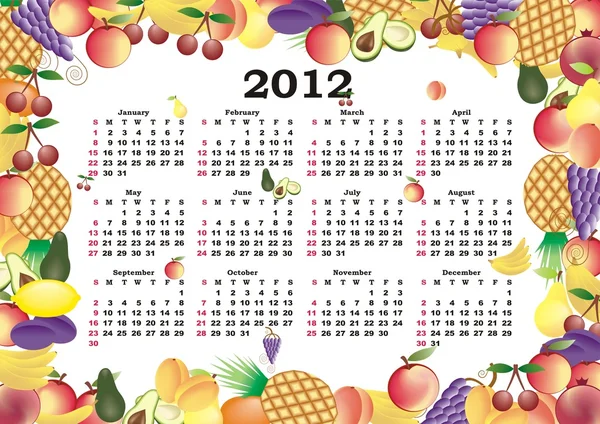 Vektor kalender 2012 i färgglada ram — Stock vektor