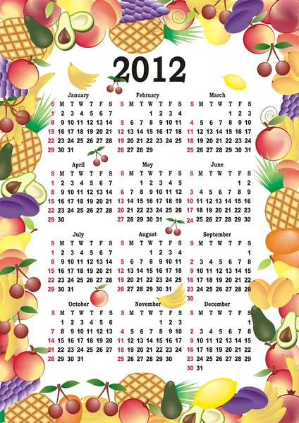 Vektor kalender 2012 i färgglada ram — Stock vektor